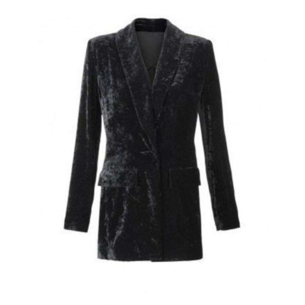 CAbi Black Velvet Blazer Luxurious Tailored Design size small #3661
